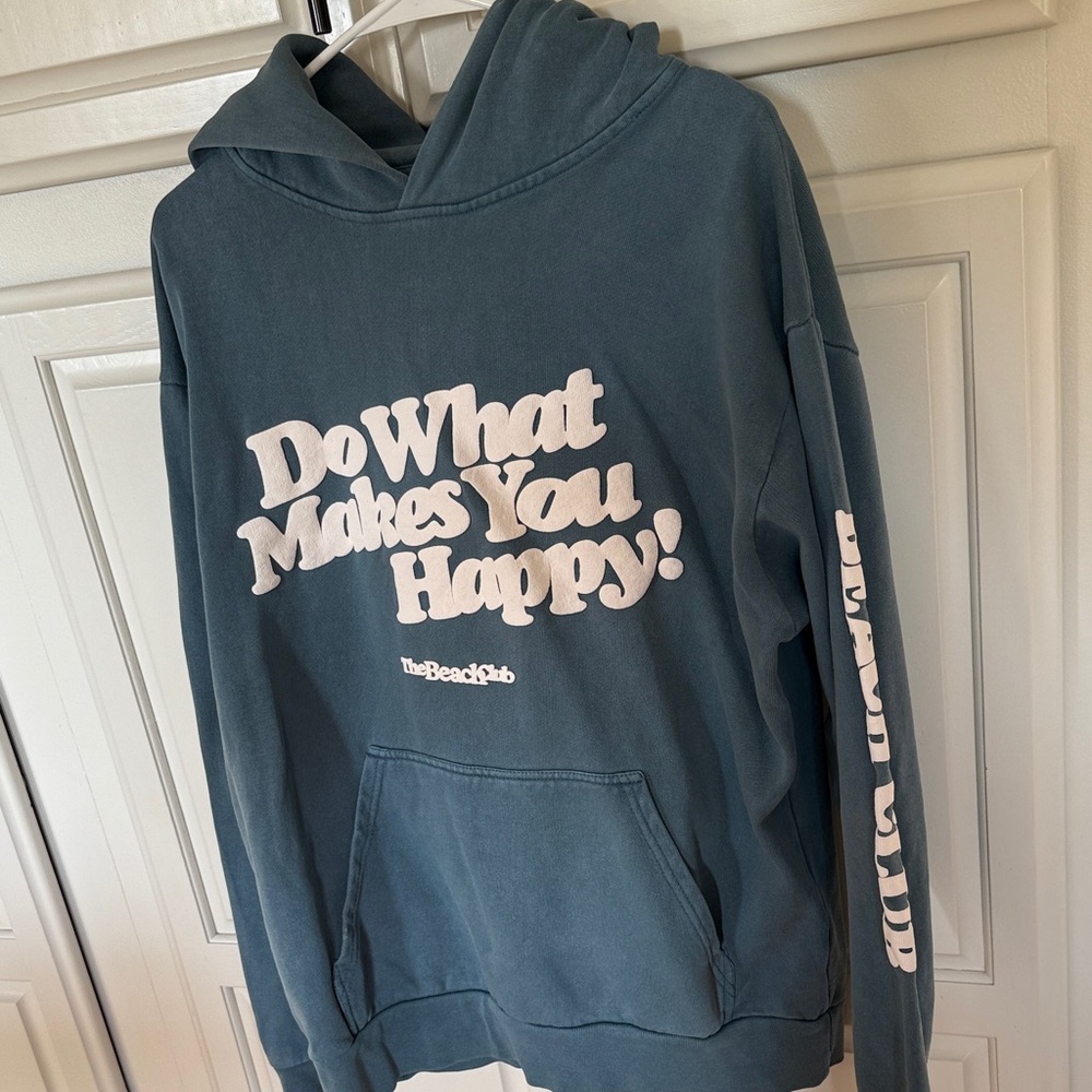 Blue Hoodie with White Text